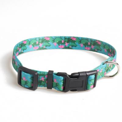 China High End Luxury Cute Printed Nylon Dog Stocked Pet Cat Collars Small Flower Pattern Unique Stylish Collar Design for sale