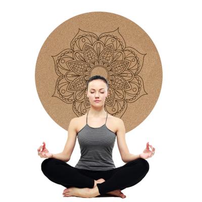 China Wholesale Eco Friendly Meditation Diameter 600mm Meditation Anti Slip Meditation Natural Rubber Cork Round Yoga Mat for sale