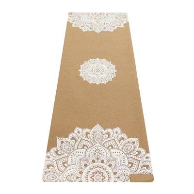 China Yoga Wholesale Customize Pattern Natural Rubber Eco-Friendly 5MM Thick Cork Yoga Mat for sale