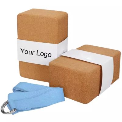 China Yoga Exercises Customized Fitness Eco-Friendly Logo Yoga Brick Non-Slip Natural Cork Yoga Block for sale