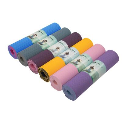 China Professional High Elasticity Custom Design Non-slip Eco-friendly Size Print Fitness Double Layer 6mm Tape Yoga Mat for sale