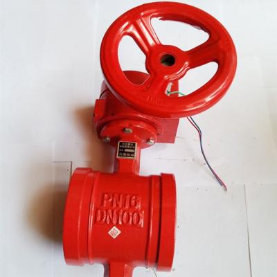 China General type dn125 dn150 dn250 dn300 FM fire fighting spline butterfly valve manual signal for sale