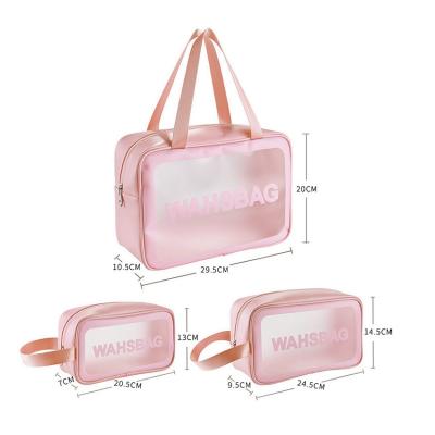 China 2021 Fashion Logo Customize Travel Transparent Pink Tpu Cosmetic Zipper Bag Pouch Clear Make Up Bags for sale