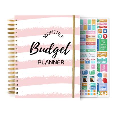 China Custom Hardcover Book Budget Planner with Sticker Covers A5 Hardcover Spiral Notebook 2022 Daily Agenda Budget Weekly Planner for sale