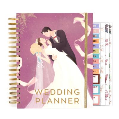 China Custom Wedding Planner Checklists Worksheets Printed Hardcover Book Bride Engagement Gift Enrollment Pockets Gift Box for sale