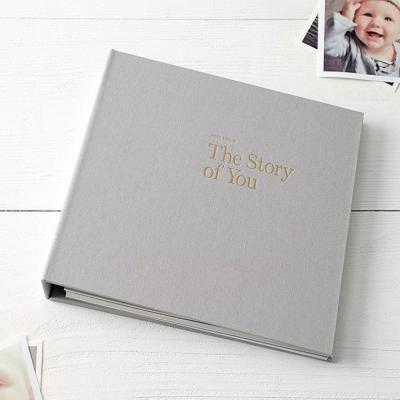 China Custom Canvas Hardcover Book Baby Memory Book Journals Custom Logo Notebook Planner Cloth Lined Blank Baby Journal Monthly Planner for sale