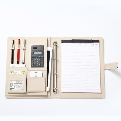 China Magnetic Custom Logo A4 PU Leather Refillable Binder 4 Rings for sale