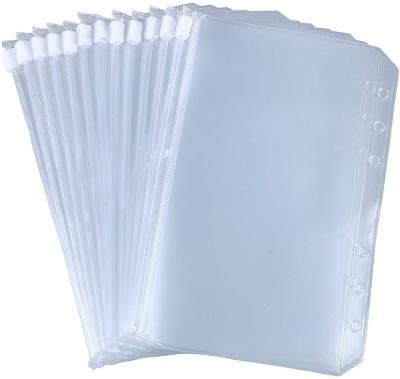 China 12pcs PVC Binder Pockets A6 Size 6 Hole Binder Zipper Folders For Notebook 6-Ring Binder Loose Leaf Bags for sale