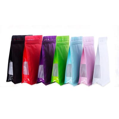 China Food Finish Flat Bottom Moisture Proof Dry Matte Moisture Proof Packaging Bags With Visible Window for sale