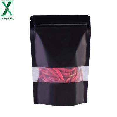 China Recyclable Tea Snack Aluminized Foil Resealable Zipper Lock Holder Up Packaging Pouches With Window for sale