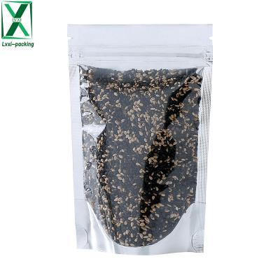 China Aluminum Foil Clear Moisture Proof Stand Up Pouches Dried Fruit Tea Ziplock Packaging Bags for sale