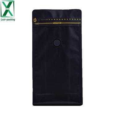 China Custom Printed Private Label Matt Black Aluminum Foil Flat Bottom Coffee Moisture Proof Pouches for sale