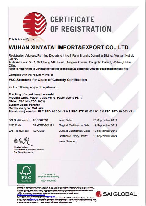 FSC - Wuhan Xinyatai Import And Export Co., Ltd.