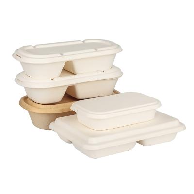 China Biodegradable Bagasse Box Clamshell 1-6 Compartment 750ml Lunch Food Container Hamburger Salad Takeout Box for sale