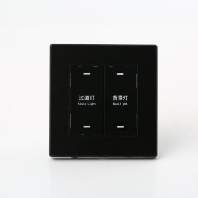 China Dimmer Panel 2 Strip Smart PC Wall Switch PC Panel Hotel Button Pusher Smart Home System Switches for sale