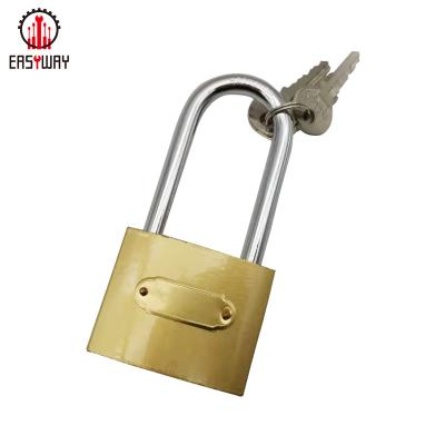 China Iron Top Security High Security Keyed Mini Cheap Polished Brass Plated Long Size Padlock for sale