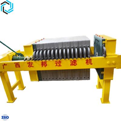 China Solid-Liquid Separation Hydraulically Jack Controlled And Mechanically Pressure Held Recessed Plate Filter Press for sale