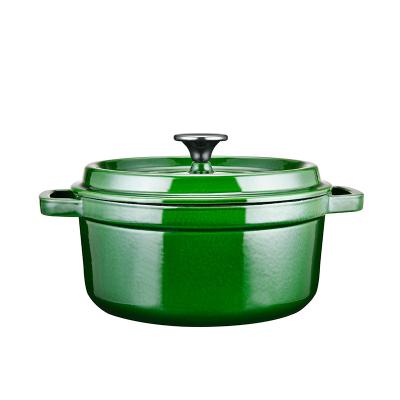 China Sustainable Cast Iron Cookware Kitchen Beware Round Enamel Cassers Cooking Pot With Lid for sale