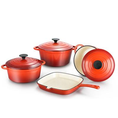 China Best viable selling enameled cast iron cookware set for sale