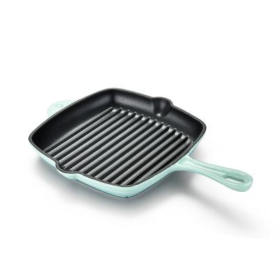 China Sustainable Cast Iron Square Steak Sizzling Pan Grill for sale