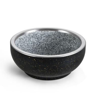 China Hot Selling Natural Granite Stone Bowl Stone Pot Cast Aluminum Cookware Viable for sale