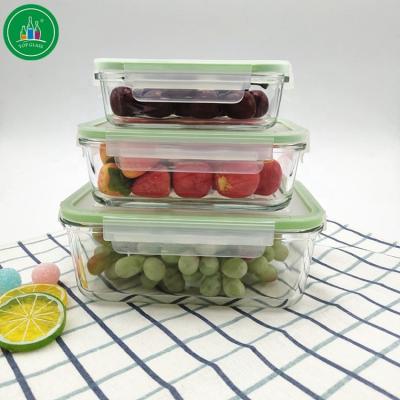 China 3pcs Rectangle Microwavable Food Container Set With Convex Side for sale