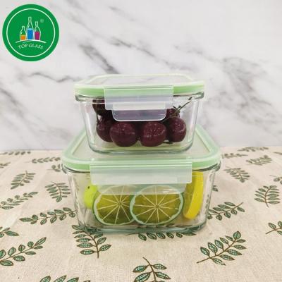 China 450ml /1030ml Sustainable Food Container Glass With Lock Lid for sale