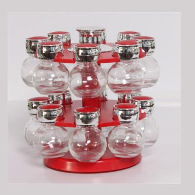 China Traditional 16 Piece Spice Jar Set With Spinning Rack for sale