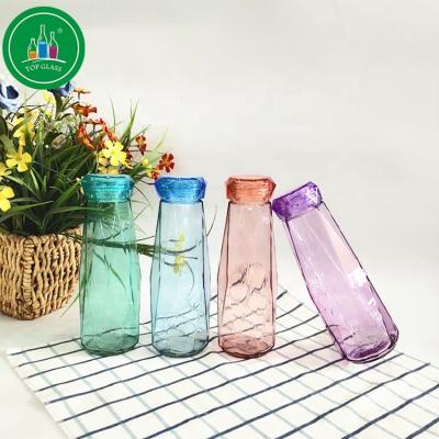 China Freshness Preservation 400ml Glass Water Bottle With Diamond Lid for sale