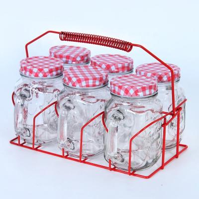 China 6pcs Drink/Food Glass Mason Jar With Metal Lid for sale