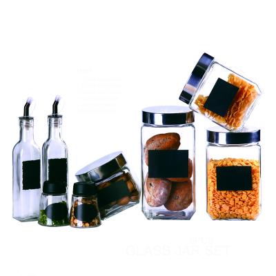 China Viable Glass Oil Storage & Bottle & Spice Jar Set With Decal for sale