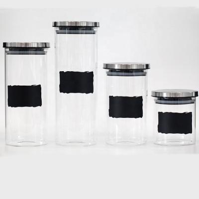 China Microwavable Metal Lids Canisters Kitchen High Borosilicate Glass Food Storage Jar for sale