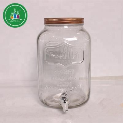 China Sustainable Square Glass Jar With Beverage Dispenser With Tap for sale