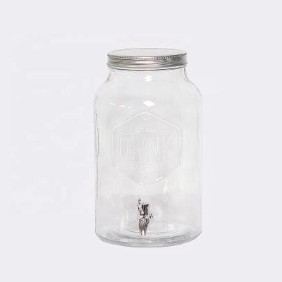 China Sustainable 6L Glass Juice Dispenser With Metal Lid And Tap for sale