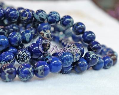 China Jewelry Making Blue Natural Gemstone Beads 8mm Round Gemstone Imperial Jasper Beads Real Stones Jewelry for sale