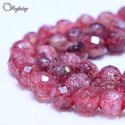 China Red Star Stone Round Faceted Cherry Quartz Unique Cheap Crystal Beads For Jewelry Making for sale