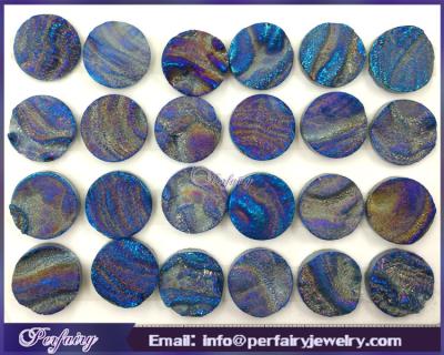 China Wholesale round blue druzy cabochon color fire or game for jewelry designs for sale