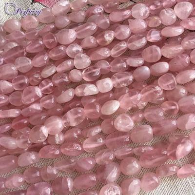 China Polishing Natural Rose Quartz Tumbled String Beads Crystal Beads For Making Jewelry Necklace for sale