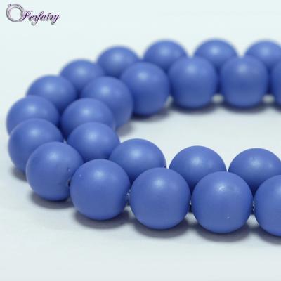 China Jewelry Making Wholesale 6mm-12mm Matte Round Slate Blue Shell Chinese Bead Necklace With Big Stock for sale