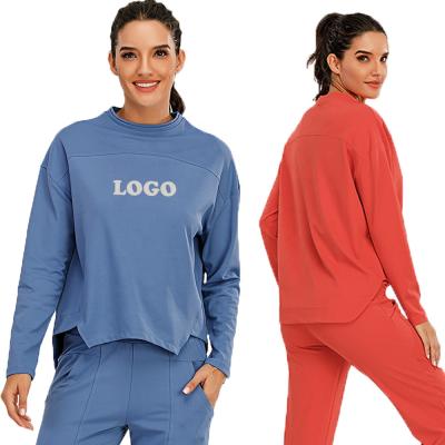 China New Arrivals Women's Fitness QUICK DRY Solid Color Sweatsuits 2 Pieces Long Sleeve Yoga Tops Sets for sale