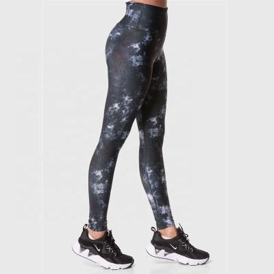 China Breathable Athletic Compression Gym Tie Dye Print Pants Squat Proof High Waisted Workout Gaiters For Women for sale