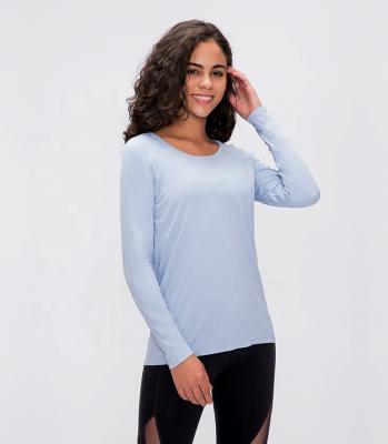 China Breathable Crew Neck Tops For Women Long Sleeves Yoga Sport Running Tops Plus Size Tops for sale