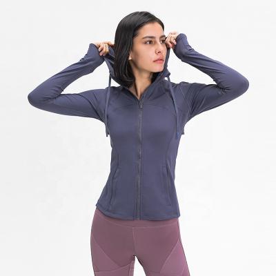 China Breathable Women's Longaleeves Thermal Hoodie Zip Up Jacket Sweater Tops Sports Yoga Running Coat for sale