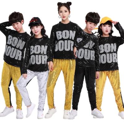 China QUICK DRY Child Sequin Costume Lounge Sequin Patchwork Kids Long Sleeved Costumes Set Cheerleading for sale