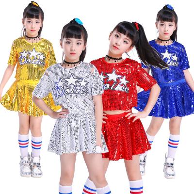 China QUICK DRY Short Sleeve Sequin Skirt Suit Fashion Children Leisure Summer Clothing Top Kids 2 Piece Skirt Set for sale