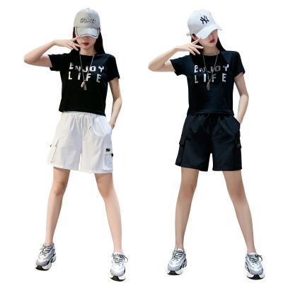 China INS 2021 QUICK DRY Welcomed 2 Piece Women Tracksuit 2 Piece Casual Pants Set Tank Tops Shirt Tracksuits Summer Fashion Set Clothing lady for sale