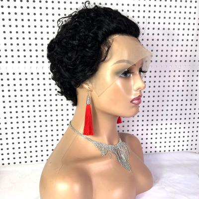 China Cheap Pixie Curly Pixie Curls Pixie Wig Short Curly Lead Natural Color Raw Indian Virgin Cuticle Aligned Hair Lace Front Wigs For Black Women for sale