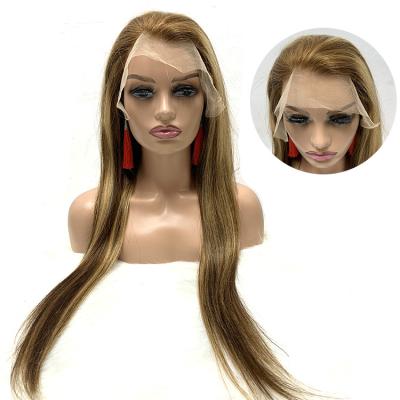 China Upright Piano Hair Color 4/27 Sheer Lace Front Silky Straight Highlight Wig Ombre Ladies Shape Wigs for sale