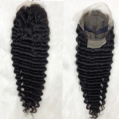 China Lace Front Wigs Wholesale 180% Density Lace Front Deep Wave Wig Virgin Human Hair Curls Wig With 13*4 Swiss Lace Front for sale