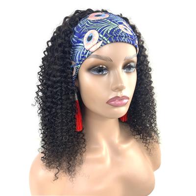 China Kinky Curl Yaki Straight Women's Headband Wig Natural Black Color Kinky Straight Wig For Female Women for sale